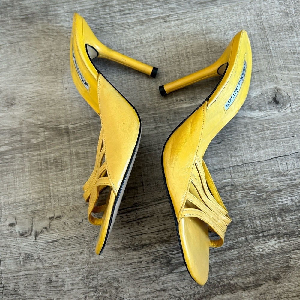 Charles David Strappy Leather Heels Sandals Mules 8 - Picture 7 of 8